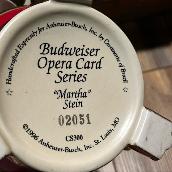 Anheuser-Busch "MARTHA" STEIN Ceramic Opera Card Ltd Ed Bud CS300 With Box - Picture 11 of 13